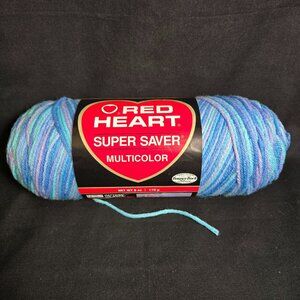 Red Heart Super Saver Yarn Ocean Blue Multicolor Worsted Weight 4 Medium 6oz